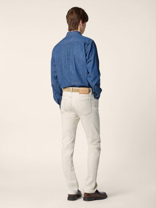 Bard Regular-Slim 5 Pocket Pants in Natural White Stretch Bull 4