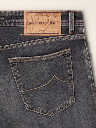 Nick Slim 5 Pocket Jeans in Grey Comfort Denim with Vintage Wash 2