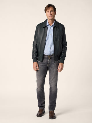 Nick Slim 5 Pocket Jeans in Grey Comfort Denim with Vintage Wash 3
