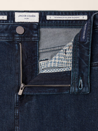 Bard Fast Regular-Slim 5 Pocket Jeans in Dark Blue Cotton and Cashmere Comfort Denim with Rinse Wash 4