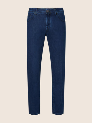 5-Pocket-Jeans Scott Carrot Slim Fit aus dunkelblauem Comfort Denim, Rinse Wash 1