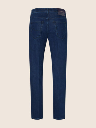 5-Pocket-Jeans Scott Carrot Slim Fit aus dunkelblauem Comfort Denim, Rinse Wash 3