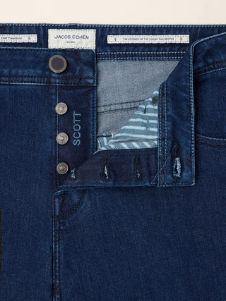 5-Pocket-Jeans Scott Carrot Slim Fit aus dunkelblauem Comfort Denim, Rinse Wash 4