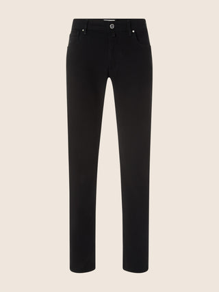 Jean 5 poches Bard, coupe regular-slim luxury, en denim super extensible noir durable, délavé par rinçage 1