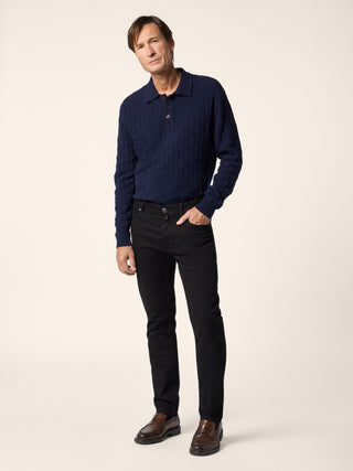 Jean 5 poches Bard, coupe regular-slim luxury, en denim super extensible noir durable, délavé par rinçage 3