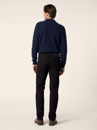 Jean 5 poches Bard, coupe regular-slim luxury, en denim super extensible noir durable, délavé par rinçage 4