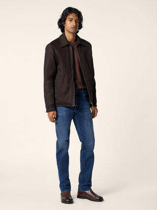 Jean 5 poches Bard, coupe regular-slim luxury, en denim extensible bleu moyen, délavage vintage 3