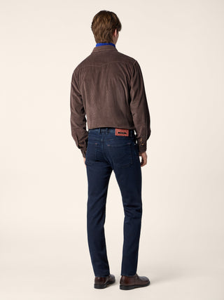 5-Pocket-Jeans Bard Regular Slim Fit Luxury aus dunkelblauem, weichem Super Stretch Soft Denim mit Rinse Wash 4
