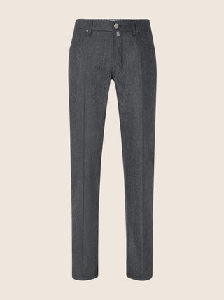Bard Regular-Slim 5 Pocket Pants in Vitale Barberis Canonico Dark Grey Melange Wool Comfort Flannel