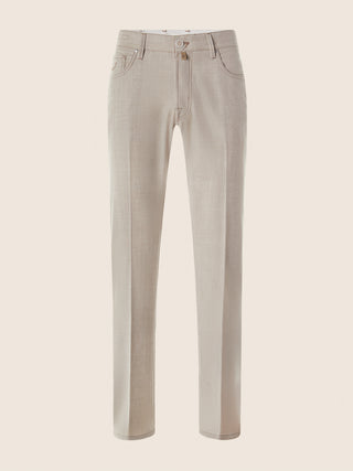 Pantaloni 5 tasche Bard regular-slim in flanella comfort di lana beige sabbia mélange 1