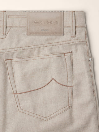 Pantaloni 5 tasche Bard regular-slim in flanella comfort di lana beige sabbia mélange 2