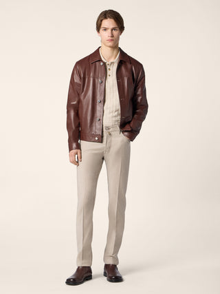 Pantaloni 5 tasche Bard regular-slim in flanella comfort di lana beige sabbia mélange 3