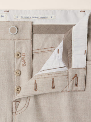 Pantaloni 5 tasche Bard regular-slim in flanella comfort di lana beige sabbia mélange 5