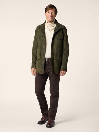 Edo Regular-Straight 5 Pocket Pants in Chocolate Brown Cotton and Wool Twill 3