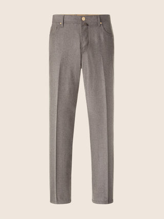 Alex Straight 5 Pocket Pants in Taupe Melange Wool Chevron