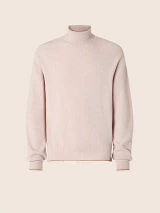 Turtleneck Sweater in Light Pink English Rib Cashmere
