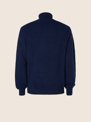 Turtleneck Sweater in Night Blue English Rib Cashmere 2