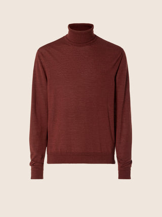 Turtleneck Sweater in Rust Wool and Silk