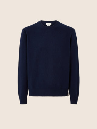 Crewneck Sweater in Night Blue Wool and Cashmere