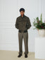 Pantalon Lucas coupe chino droite en tissu pied-de-poule en laine vierge vert olive | Jacob Cohën