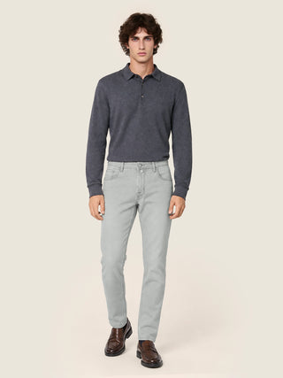 Jean 5 poches Bard Fast, coupe regular-slim, en denim super extensible gris clair, délavé pierre ponce 6