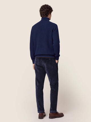 Turtleneck Sweater in Night Blue English Rib Cashmere 4