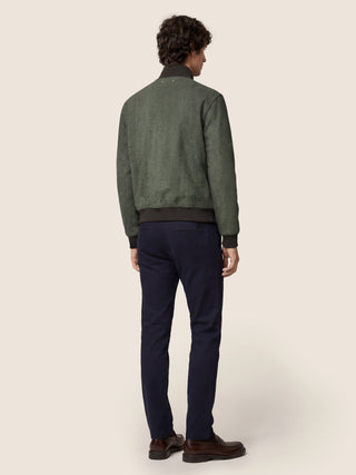 Bomber Jacket in Sage Green Herringbone Wool Cloth 4