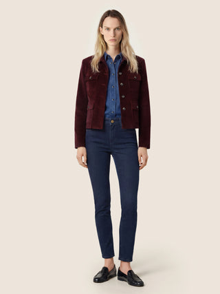 Kimberly Skinny 5 Pocket Jeans in Dark Blue Stretch Denim with Rinse Wash 3