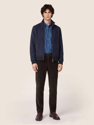 Justin Straight Chino Pants in Dark Brown Wide-Ribbed Cotton and Modal Corduroy 2