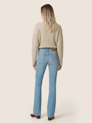 Turtleneck Sweater in Cream Ribbed Cashmere with Contrasting Trims 4