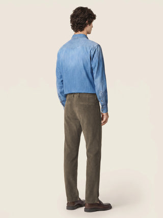 Bobby Slim Chino Pants in Taupe Cotton Stretch Corduroy 4