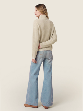 Jeans 5 tasche Jackie palazzo in denim blu chiaro lavaggio vintage 5
