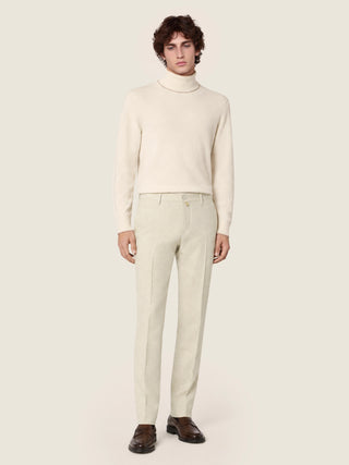 Bobby Slim Chino Pants in Light Beige Melange Vitale Barberis Canonico Comfort Flannel 2