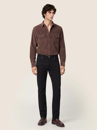 Luis Regular 5 Pocket Pants in Dark Grey Modal and Lyocell Stretch Twill 3