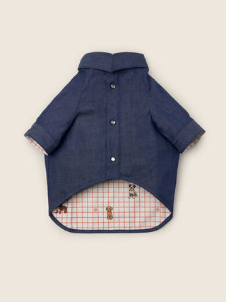 Abrigo de denim ligero para perro con estampado interior