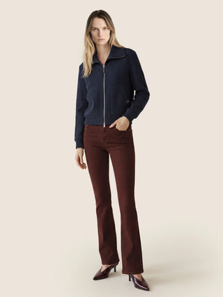 Vivian Bootcut 5 Pocket Pants in Burgundy Stretch Bull 3