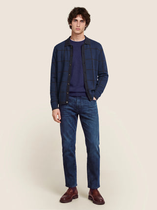 Jean 5 poches Edo coupe regular-straight en denim de coton léger bleu foncé délavé vintage 6