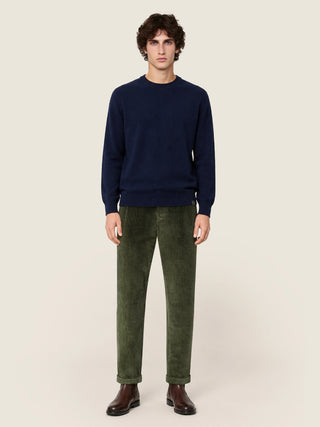 Henry Slim Chino Pants in Algae Green Cotton Stretch Corduroy 2
