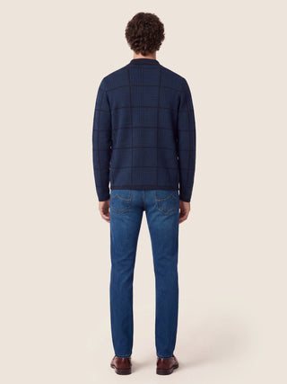 Nick Slim Super-Slim 5 Pocket Jeans in Medium Blue Super Stretch Soft Denim with Vintage Wash 5