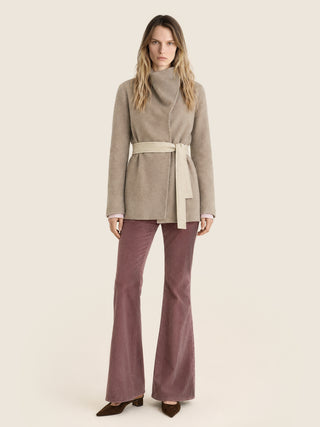 Caban Coat in Dove-Grey Cashmere, Wool and Silk Double Fabric 2