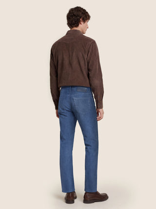 Pantalones Edo 5 bolsillos rectos de pana stretch de algodón celeste 5
