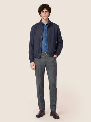 Bard Regular-Slim 5 Pocket Pants in Vitale Barberis Canonico Dark Grey Melange Wool Comfort Flannel 3