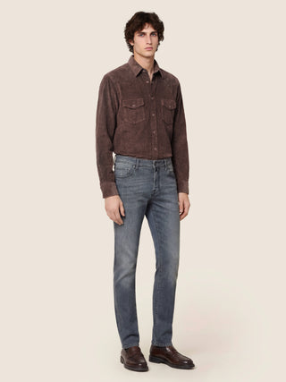 Nick Slim 5 Pocket Jeans in Dark Grey Super Stretch Denim with Vintage Wash 3