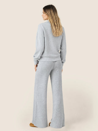 Pants in Light Grey Melange Ribbed Cashmere 4
