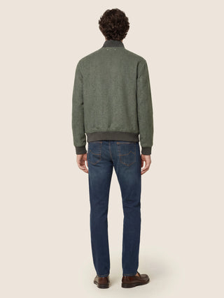 Bard Regular-Slim 5 Pocket Jeans in Dark Blue Stretch Denim with Vintage Wash 5