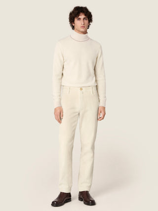 Bobby Slim Chino Pants in Off White Cotton Stretch Corduroy 2