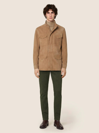 Pantaloni 5 tasche Bard in twill stretch di cotone e lyocell verde alga 3