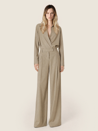 Jumpsuit in Camel Brown Lightweight Wool-Cashmere Canvas 2