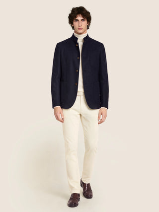 Bard Fast Regular-Slim 5 Pocket Pants in Off White Comfort Cotton and Cashmere Corduroy 3
