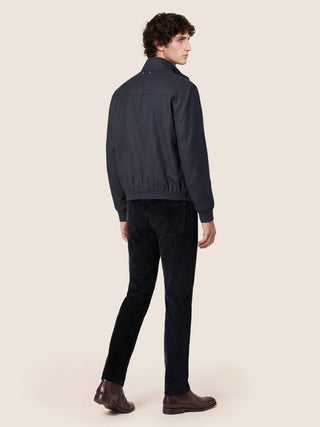 Bard Regular-Slim 5 Pocket Pants in Navy Blue Stretch Cotton Corduroy 5